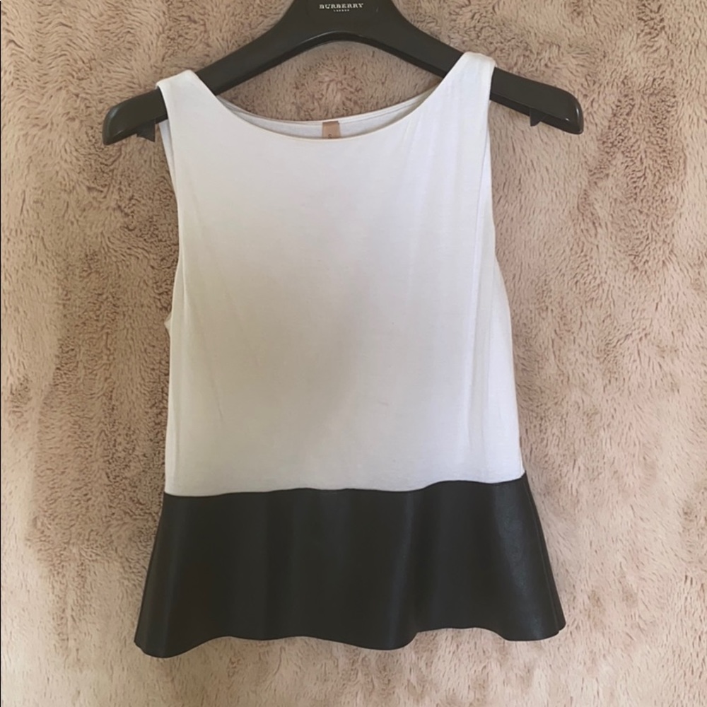 White and black pleather top